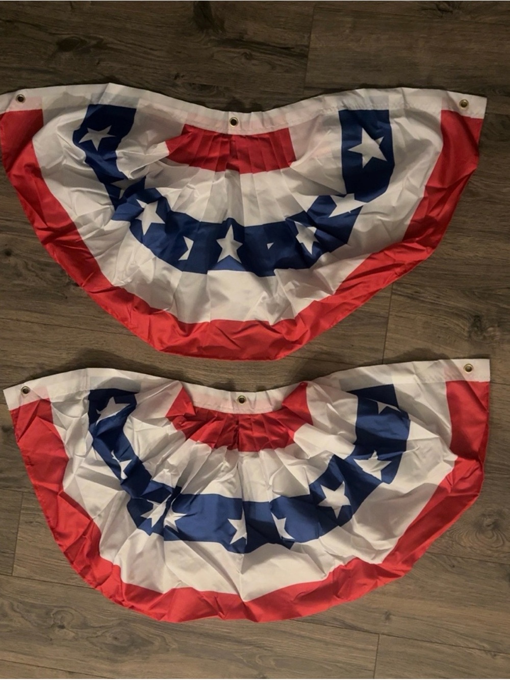 Patriotic Red White Blue Scalloped Bunting - Pair